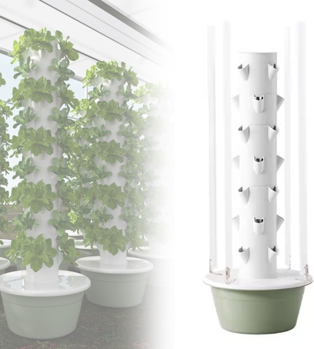 Vertical Hydroponics Tower with LED Grow Light - Space-Saving Indoor Garden System for Growing Herbs, Fruits & Vegetables - Complete Hydroponic Kit with Pump