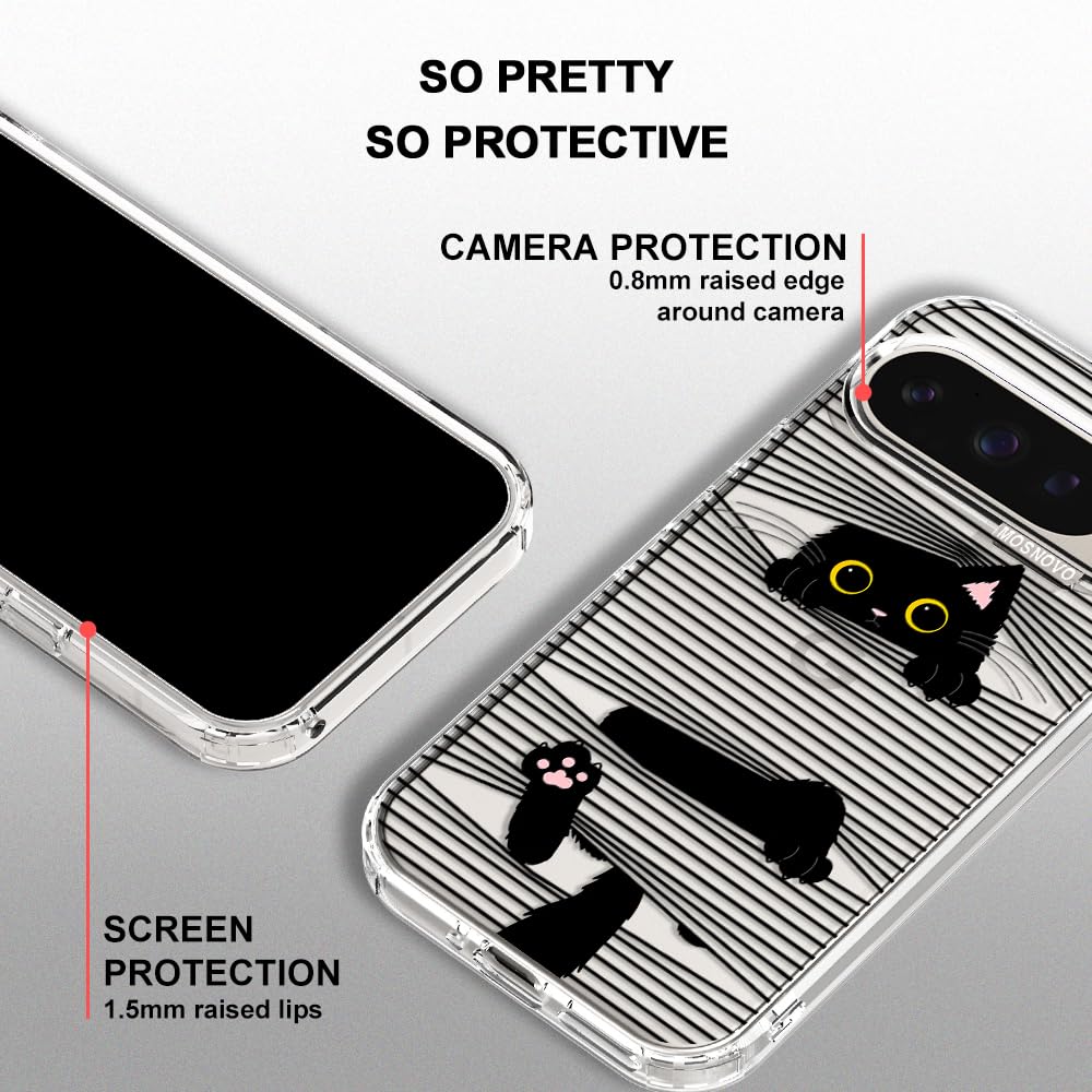 MOSNOVO Case for Google Pixel 10 & Pixel 10 Pro, [Buffertech 6.6ft Military-Grade Drop Protection] [Anti Peel Off Tech] Clear TPU Bumper Phone Case Cover Design - Cute Cherry — view 486