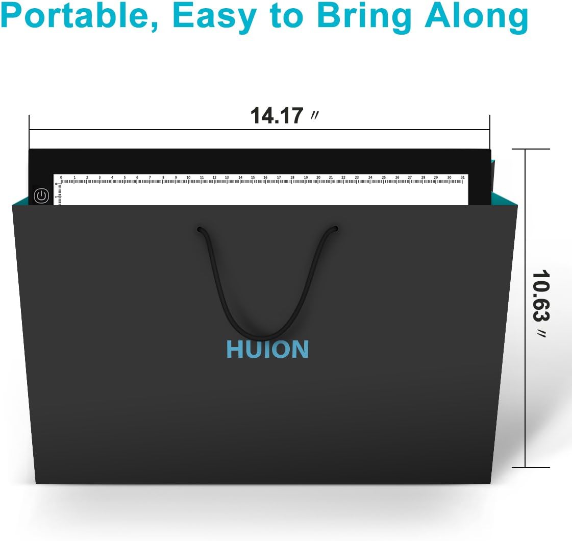 HUION A4 LED Light Pad Tracing Light Box Adjustable Brightness AC Powered - 12.2x8.27 Inch