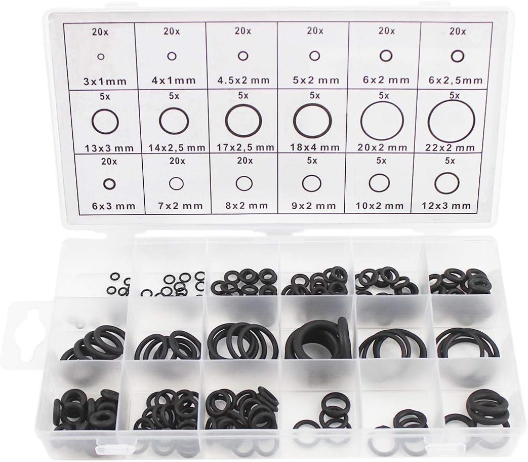 O-Ring Assortment Kit 225 Pieces, COPACHI Rubber O Rings Seal Kit Grommets Heavy Duty Professional for A/C Automoti.