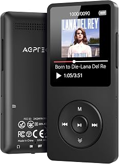 AGPTEK A02 MP3 Player Bluetooth 5.3: 32GB + 128GB Expandable, 1.8" Screen, Speaker, FM Radio, Voice Recorder - Portable HiFi Music Player (Black)