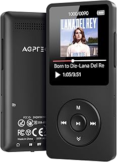 AGPTEK A02 MP3 Player with Bluetooth 5.3, 1.8 inch Screen Portable Music Player with Speaker, FM Radio, Voice Recorder, Supports Expanded Up to 128GB(Black, 64GB)