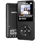 A02 MP3 Player with Bluetooth 5.3, 1.8 inch Screen Portable Music Player with Speaker, FM Radio, Voice Recorder, Supports Expanded Up to 128GB(Black, 32GB)