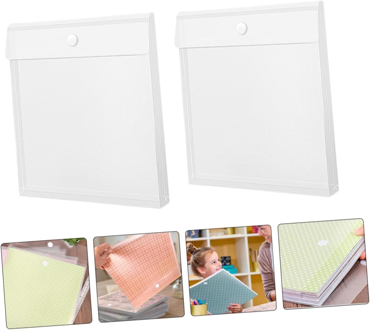 VILLCASE 12pcs Paper Storage Bags for Scrapbooking Craft Paper and Document Organizer Plastic Project Folders for Photos and Vinyl Files Waterproof and Durable