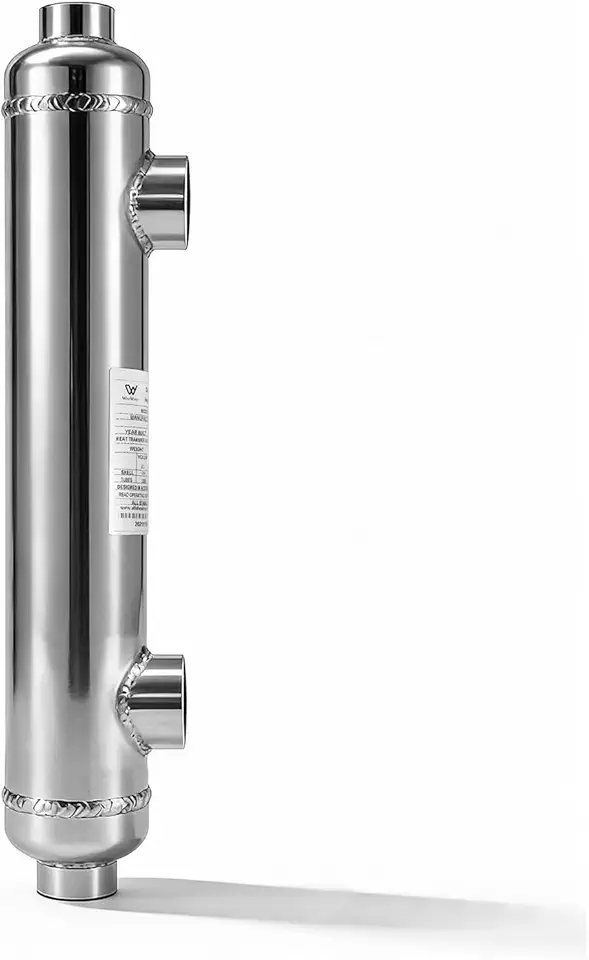 AB Trocador de calor de piscina 55kBtu aço inoxidável 316L portas laterais 1 1/5.1 cm e 2.5 cm FPT