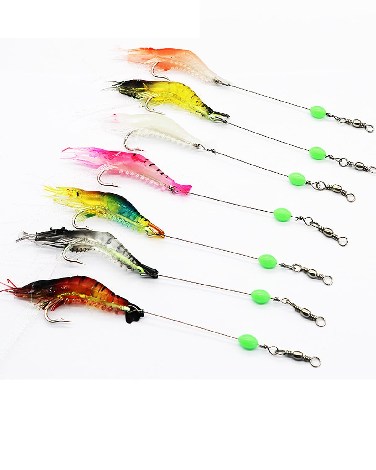 7 PCS Fish Bait for Fishing, 7 Color Artificial Shrimp Lures, Soft Fishing Bait for Freshwater and Saltwater, Stable and Tempting, Ideal for Night Fishing with Lifelike Design-image-32