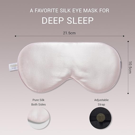 100% Pure Mulberry Silk Pillowcase for Hair and Skin, with Eye Mask for Sleeping. Genuine Grade 6A Silk Both Sides, 600 Thread Count, with Hidden Zipper (Standard 50x75cm, Pink)