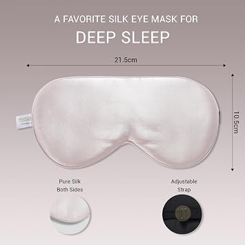 100% Pure Mulberry Silk Pillowcase for Hair and Skin, with Eye Mask for Sleeping. Genuine Grade 6A Silk Both Sides, 600 Thread Count, with Hidden Zipper (Standard 50x75cm, Pink)