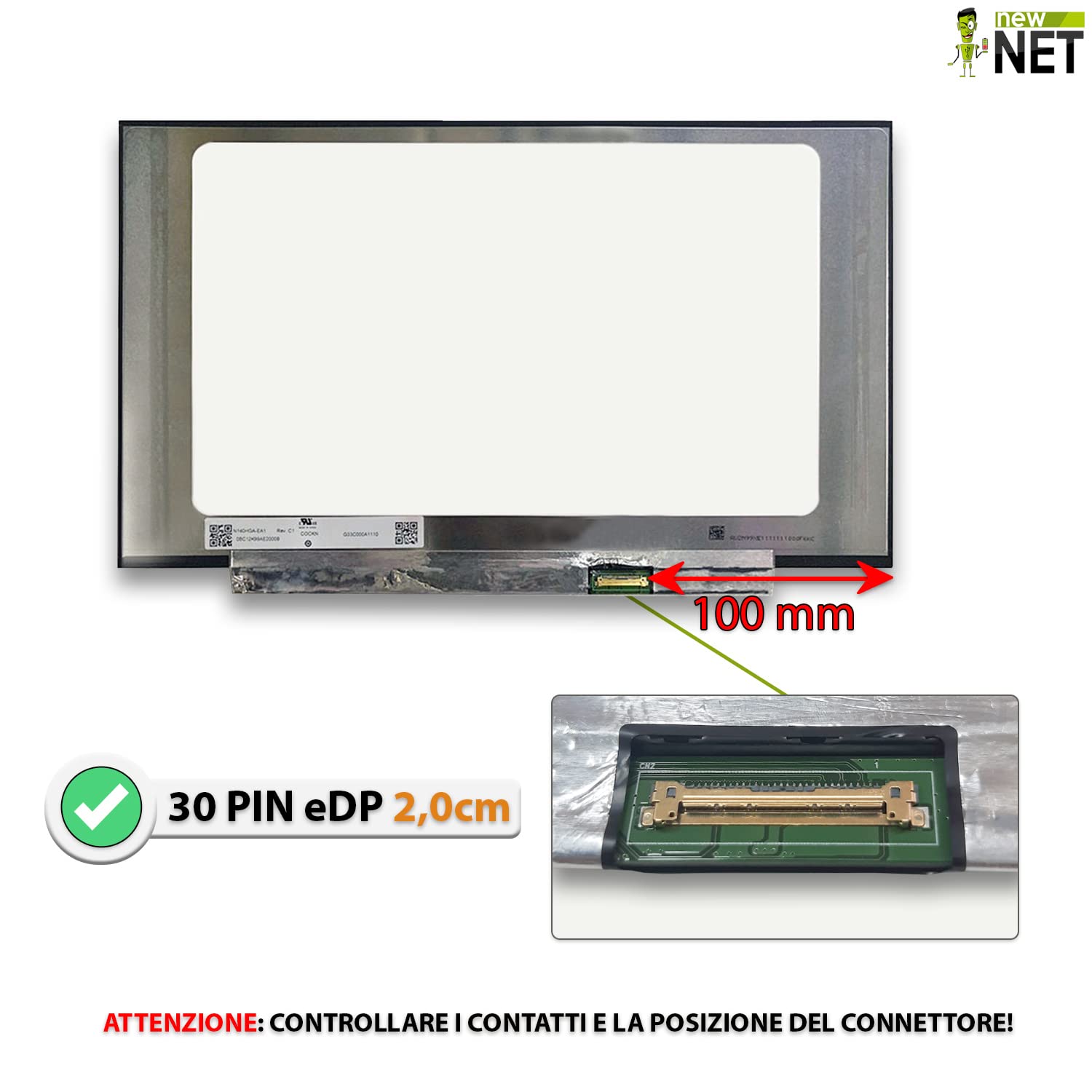 Pannello LCD Schermo Display Compatibile Lenovo 14 Pollici Full HD 1920x1080 30pin