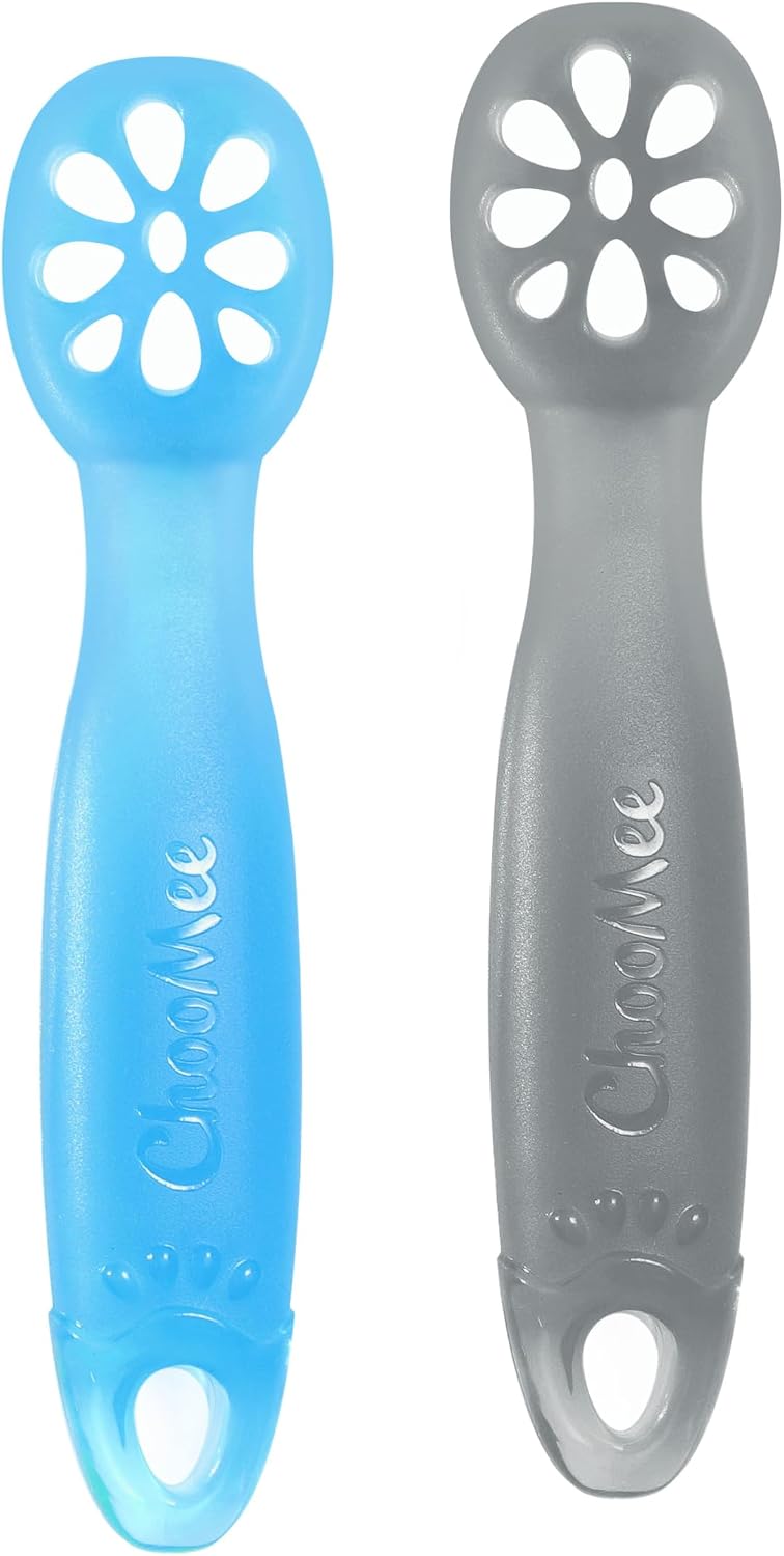 ChooMee FlexiDip Baby Spoon Set, 2 CT, Silicone Baby Learning Utensil
