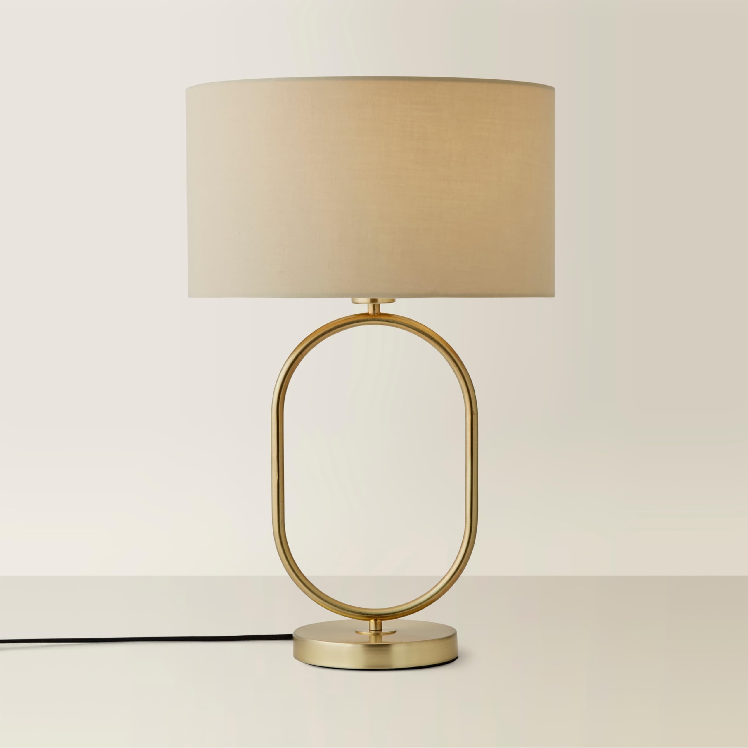 ValueLights | Antonia Cream Fabric Drum Lamp Shade Brushed Gold Oval Table Lamp | Table Lamps, Home Décor & Improvement Essential