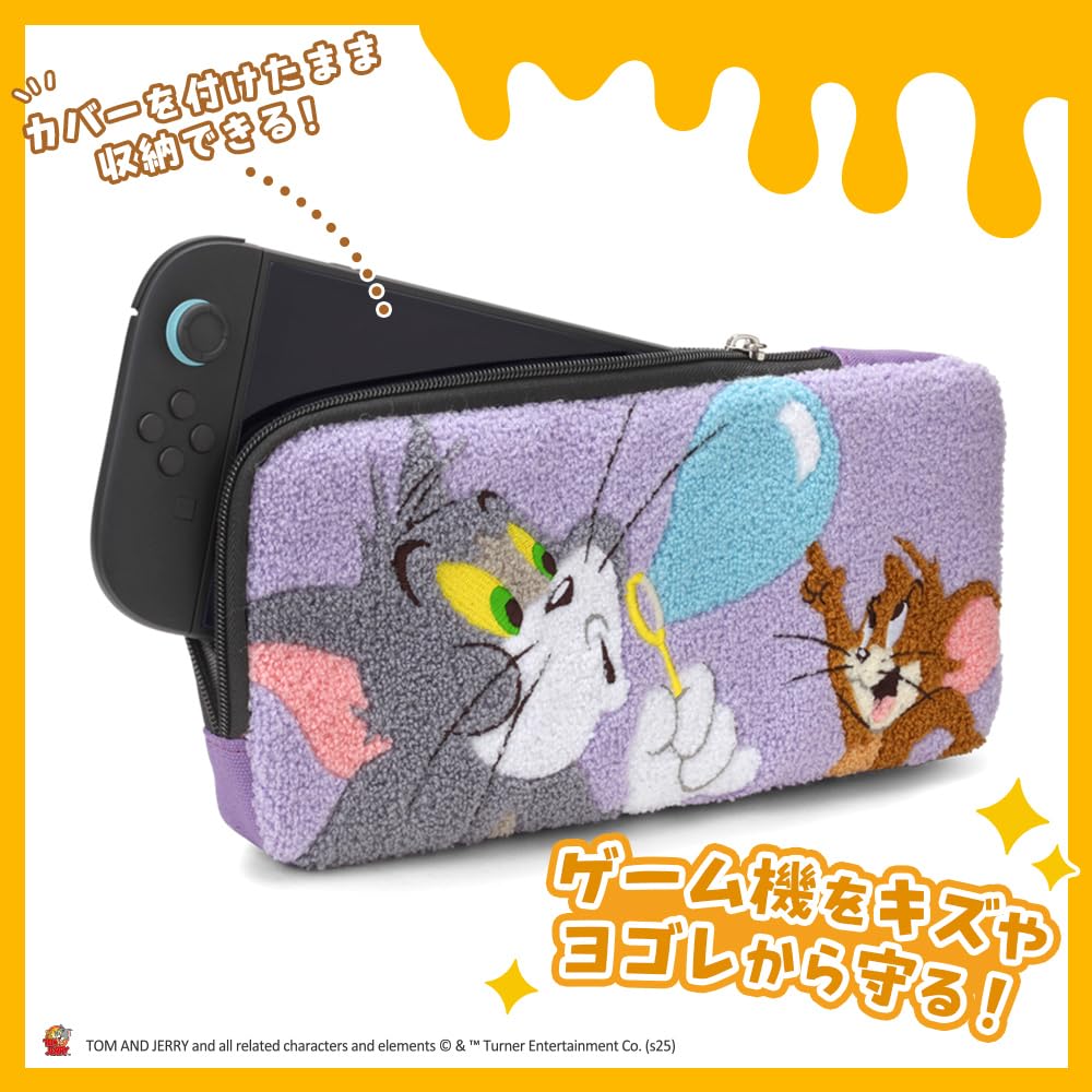 Premium Style 携帯ゲーム用 トムとジェリー サガラ刺繍 ポーチ SWITCH2対応 (トム＆ジェリー)