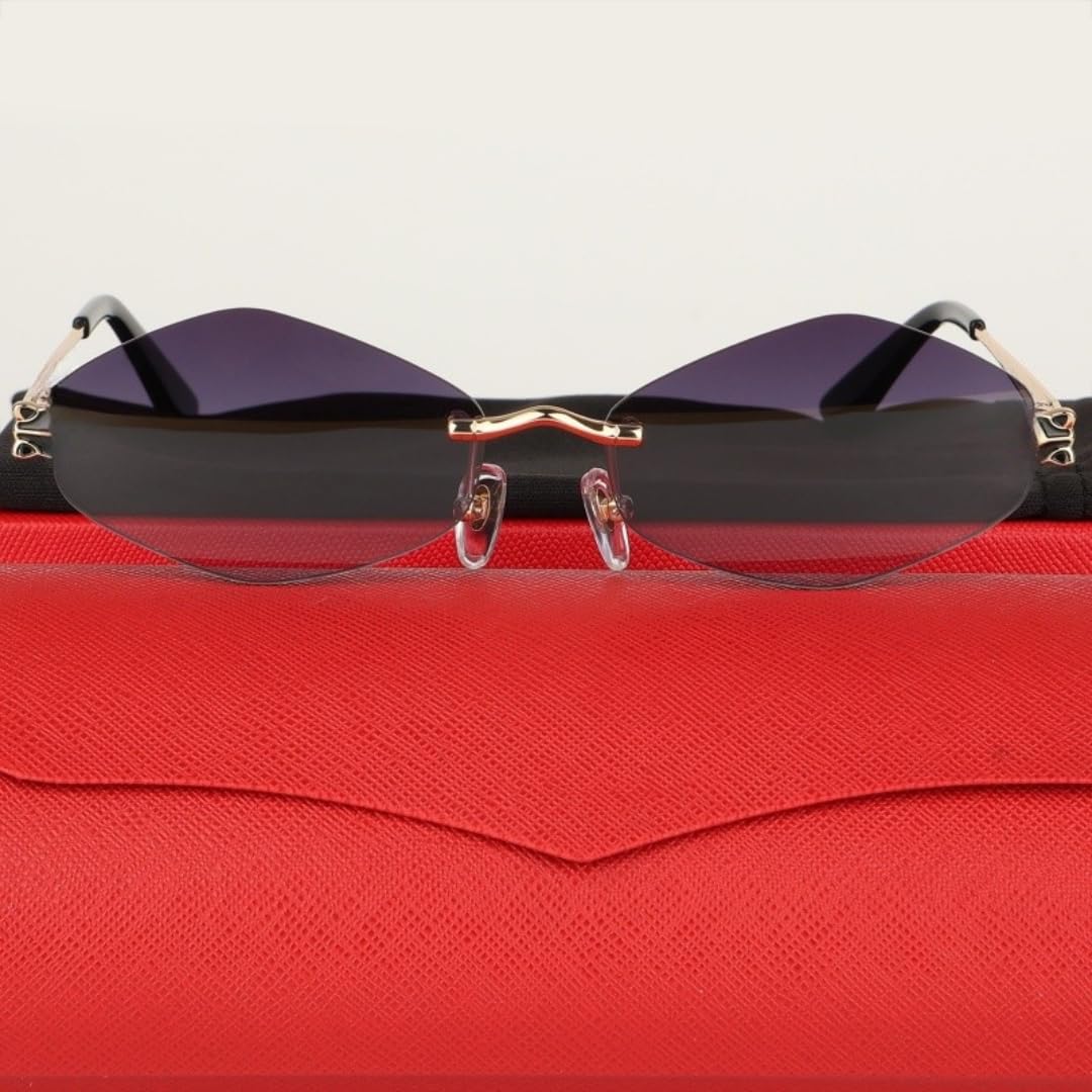 Damen-Sonnenbrille, randlos, klein, Vintage-Metallrahmen