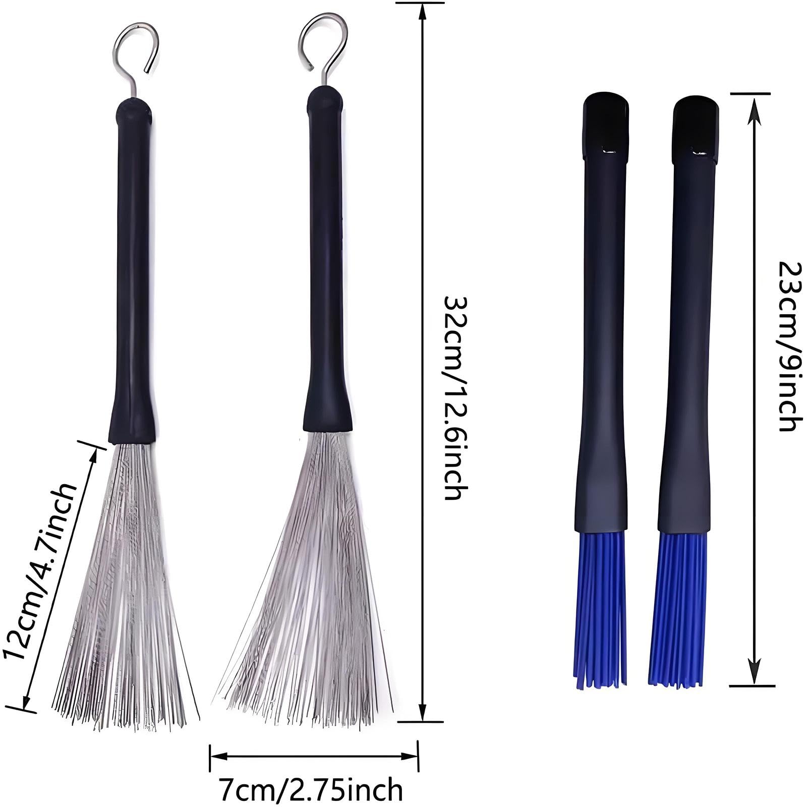 Generic Set di Bacchette per Batteria, Spazzole in Metallo per Esercitarsi, Ideale per Appassionati di Musica E Amanti Del Folk.