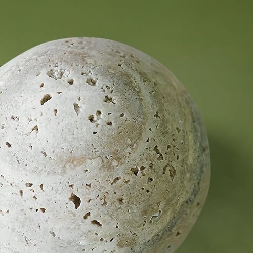 Artis Abode Gelbe Travertin-Marmorkugel, handpolierte Naturstein-Kugel, Dekoration, Wohnzimmer-Akzent (10 cm Durchmesser)