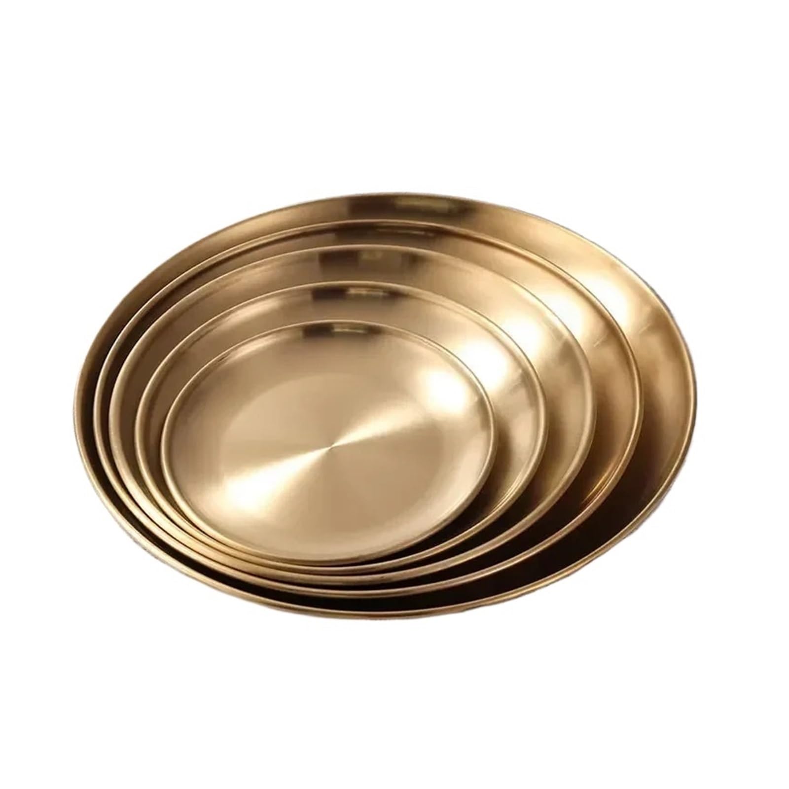 Bandeja Perfumes Bandeja de Almacenamiento Acero Inoxidable Dorada, Plato Redondo latón Dorado, exhibición Joyas for postres, Frutas y Aperitivos(Diameter 17 cm)