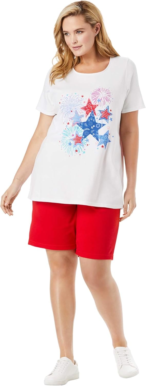 Woman Within Plus Size 2-Piece Knit Tee And Short Set