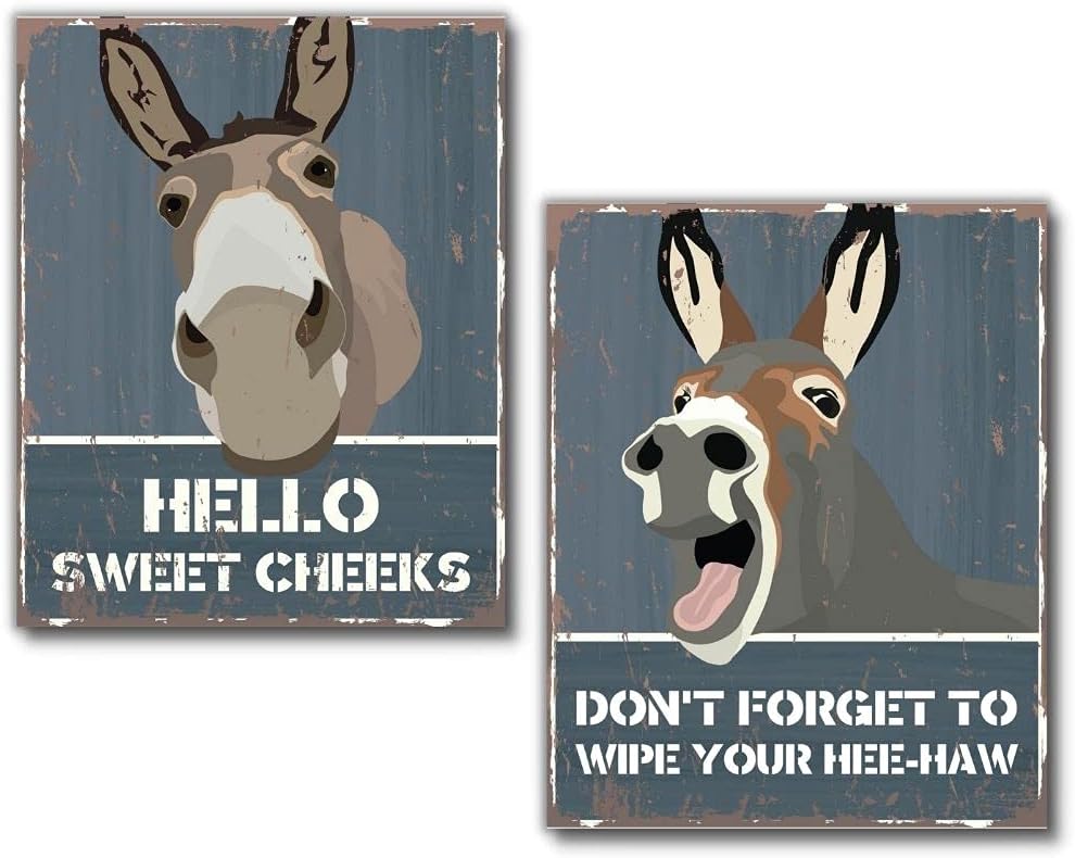 Donkey Decor Unframed Set of 2 Donkey Wall Art Prints
