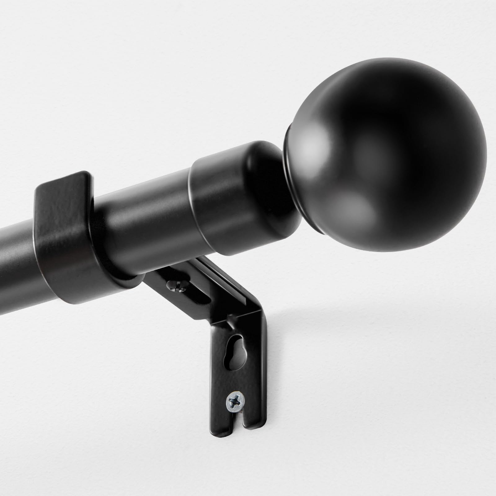 jinchan Black Curtain Rods for Windows 18 to 45 Inch, 1 Inch Diameter Adjustable Heavy Duty Small Window Curtain Rod for Kitchen, Boho Decorative, 18-45 Inch, Single