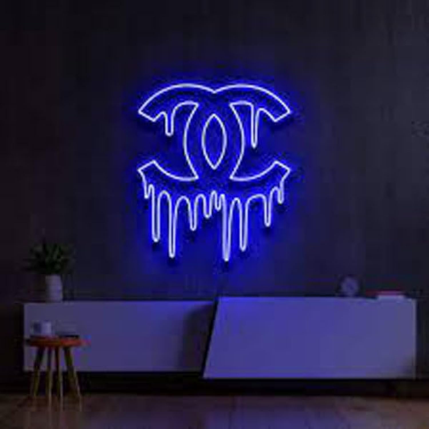 bpaChanel Neon Light, Brand, blue, LED, 60x70 cm