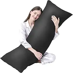 DOWNCOOL Almofada de corpo grande - Travesseiro de corpo inteiro respirável para quem dorme de lado - Almofada de cama longa macia para adultos - 50,8 x 137,2 cm (preto)