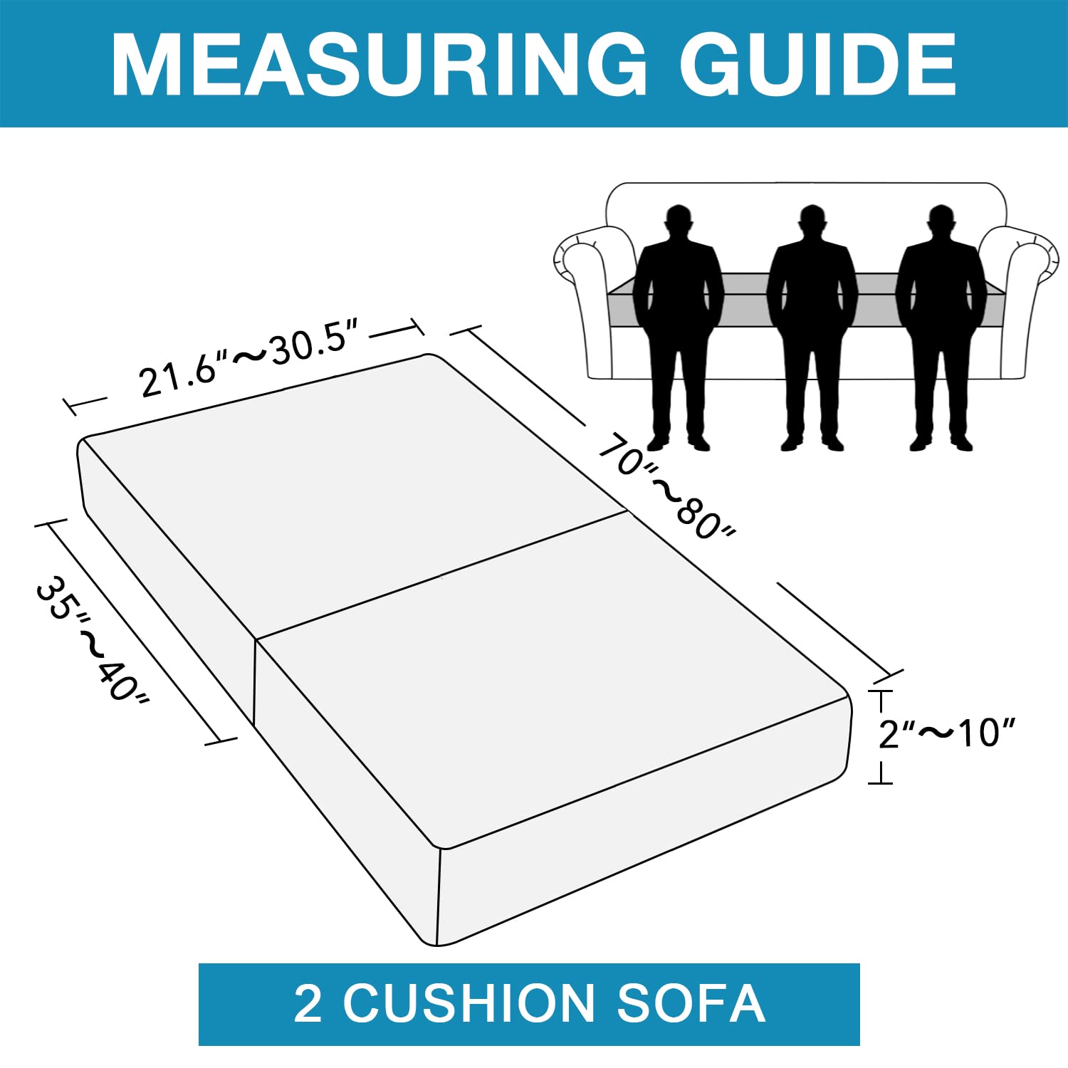 Flamingo P High Stretch Seat Cushion Cover Sofa Cushion Furniture Protector for Sofa Seat Sofa Slipcover Sofa Cover Soft Flexibility with Elastic Bottom (2 Pieces Large Cushion Covers, Sage)