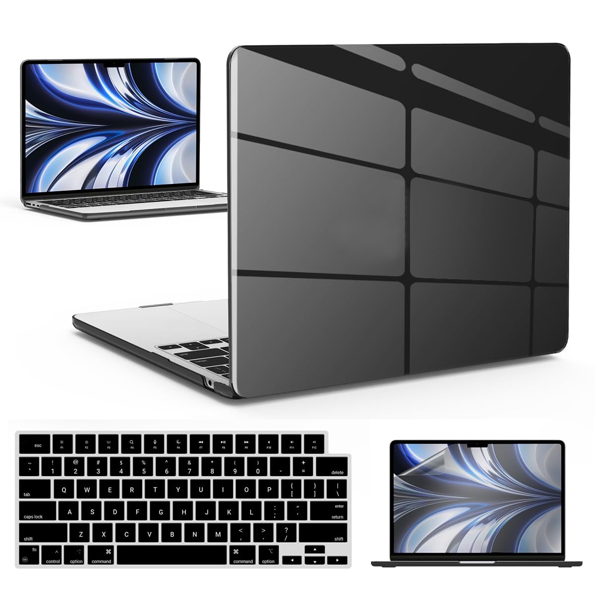 ZORBES® Laptop Cover Set Compatible with MacBook Air M2 A2681 M3 A3113 Air 13.6 inch, Sleek Black Transparent Laptop Case Protective Cover with Keyboard Dustproof Skin Cover & Screen Portector (B0CWGTWGB2) Amazon Price History, Amazon Price Tracker