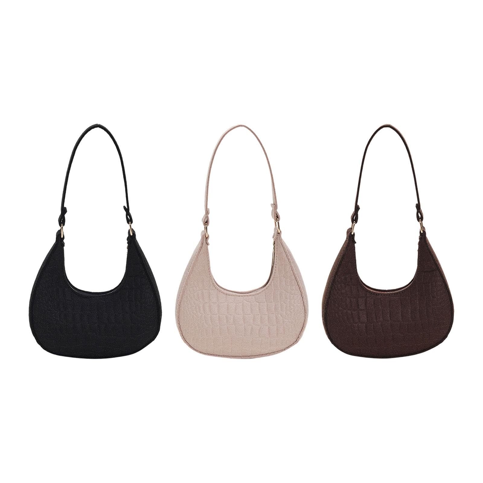 Women Underarm Bag Casual with Zipper Satchel women Soft Purse Shoulder Bag Black-image-35