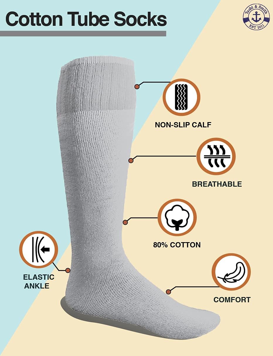 Yacht & Smith 36 Pairs Of Men's & Women's Wholesale Bulk Cotton Tube Socks, Referee Style (36 Pairs Gray Women's Size 9-15)