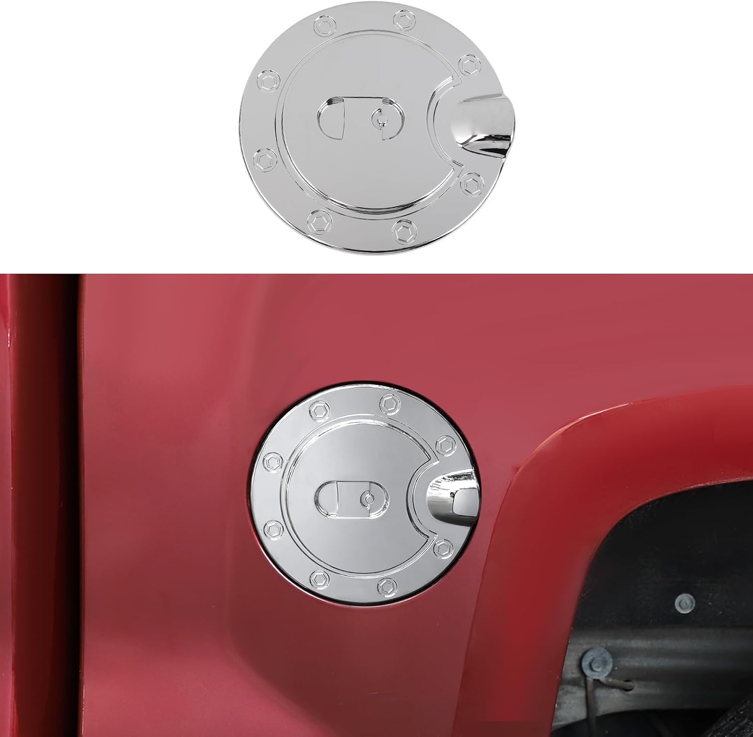 CheroCar Fuel Filler Gas Door Cover Fit for 2014 2015 2016 2017 2018 Chevrolet Silverado GMC Sierra Exterior Accessories(Chrome)