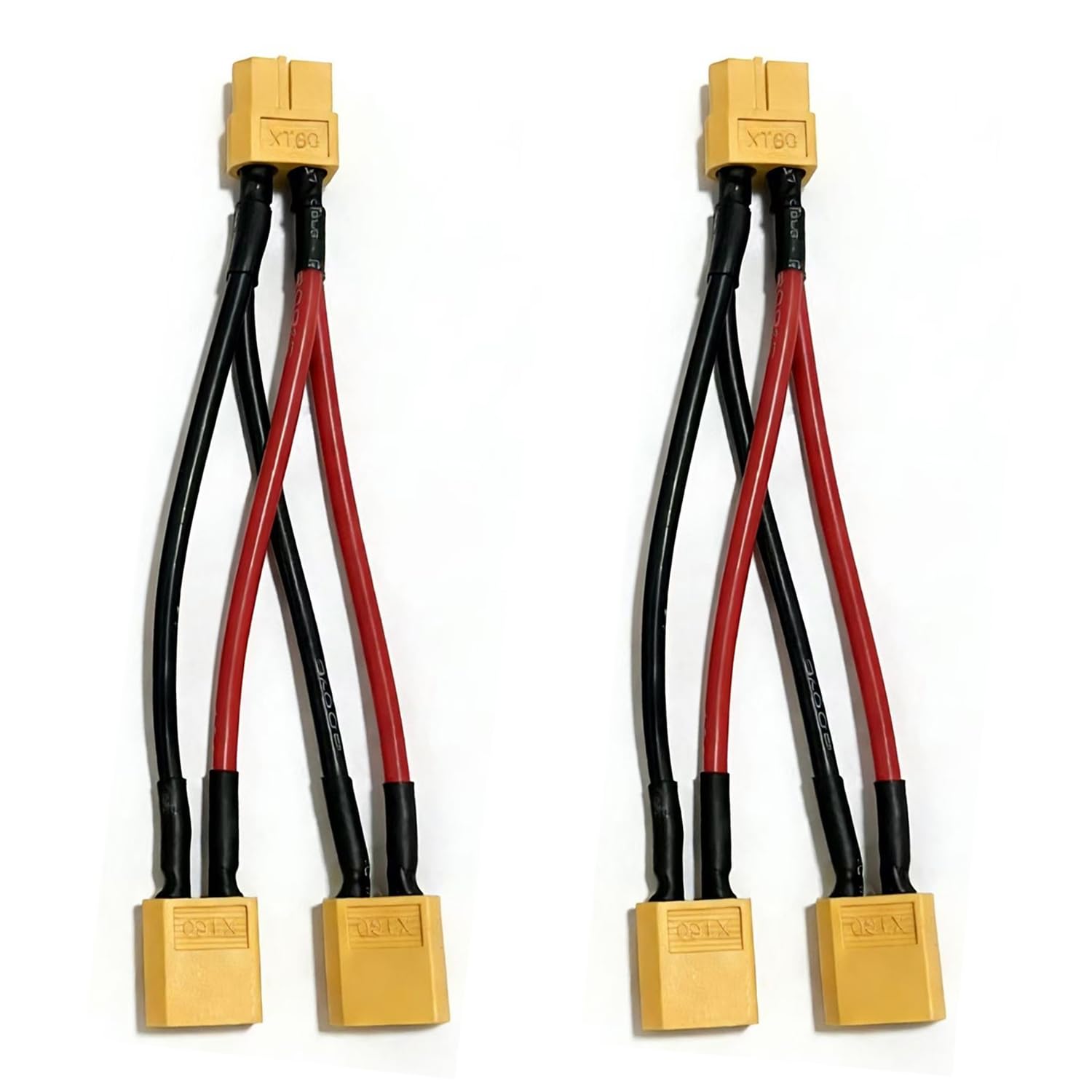1 Pair Short XT60 Parallel Battery Connector Cable 3.93in, 14AWG XT60 Y Splitter Male to Female Extension Cable, for Drone, RC Plane, etc(2Pcs) (XT60 Male to Female Y Splitter-1Pair)