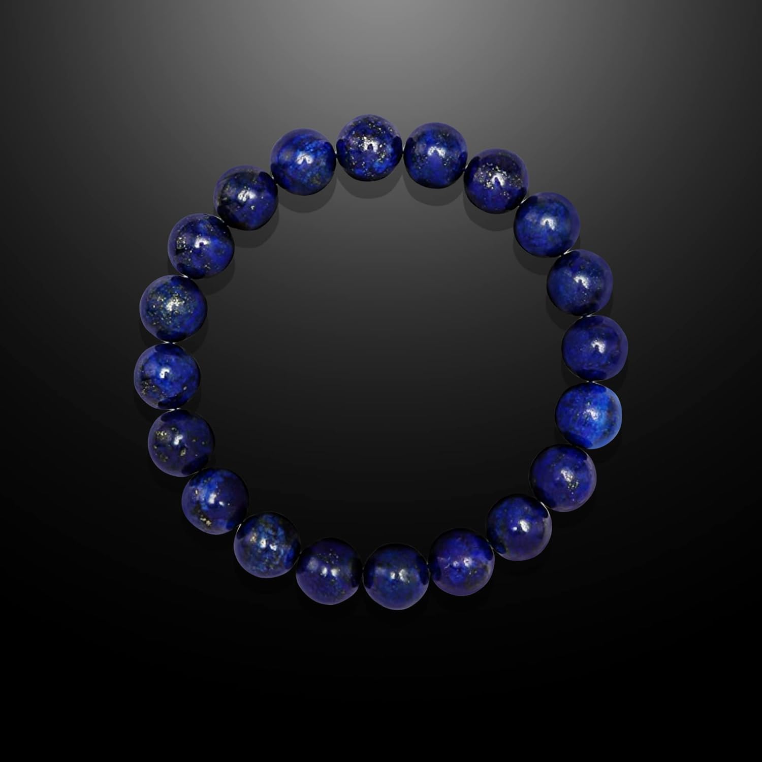 Forziani 10mm Lapis Lazuli Beaded Bracelet for Men - Prosperity and Wisdom - Adjustable Stretch Navy Blue Gemstone Beads Mens Bracelet - Made in USA - Meaningful Gift for Men
