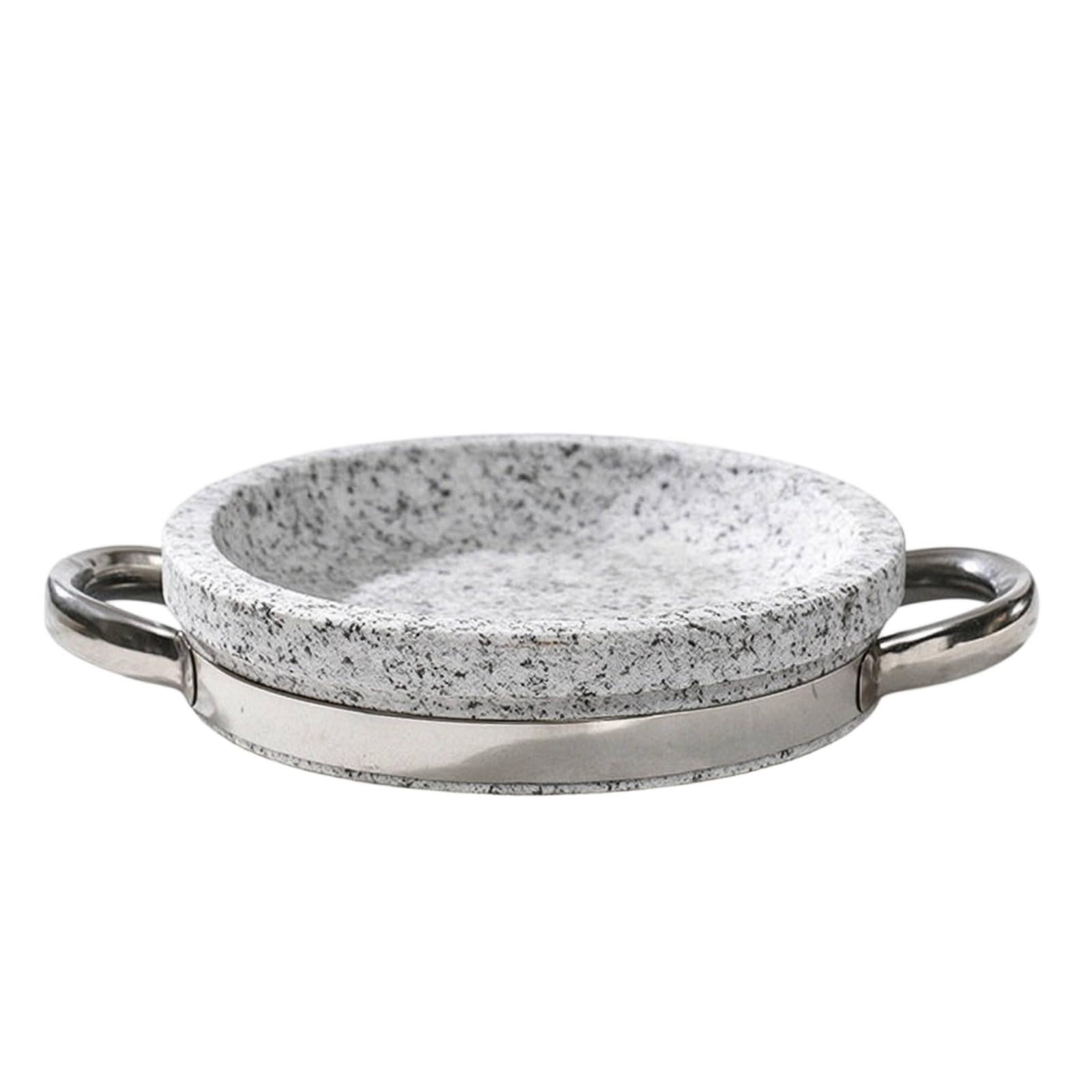 Qianly Naturstein-Backform Flach Steinbackform Stabil Servierplatte für Backofen, 22 Cm Durchmesser, 4 Cm Höhe, Flache Bratpfanne