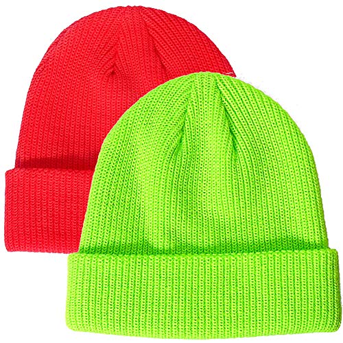 Paladoo Warm Daily Slouchy Beanie Hat Knit Cap for Men and Women (2pack neon Orange/neon Yellow...