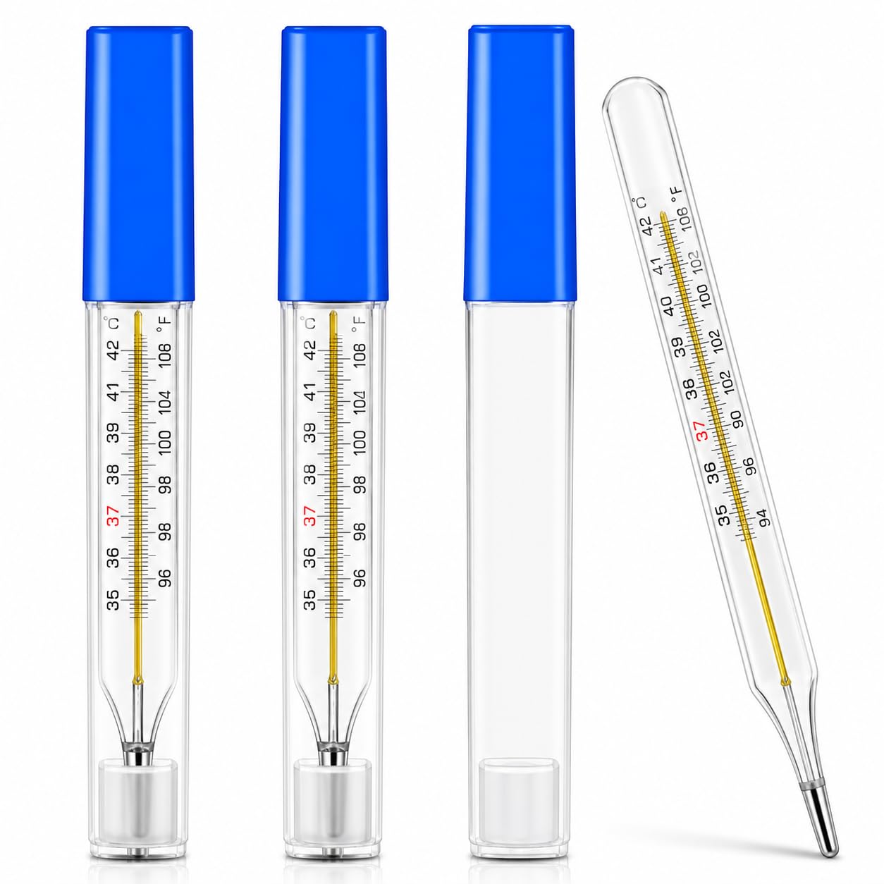 Glass Thermometer Pack of 3 for Body Temperature | Mercury Analog Fever Thermometer with Case | Accurate Temperature Measurement Device for Adults & Kids Home Use-image-21