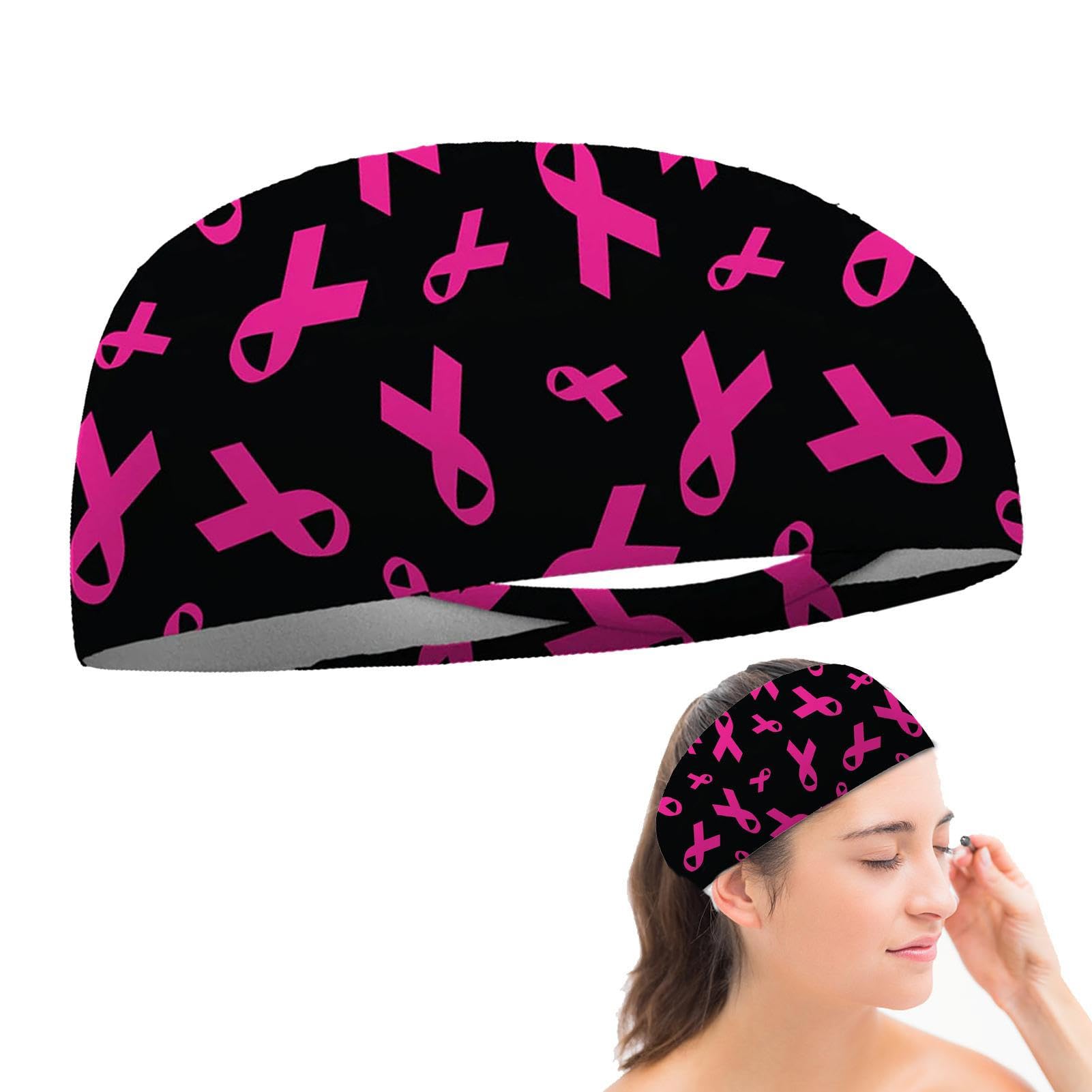 Lot De 2 Bandeaux Cheveux Rose Ruban - Sensibilisation Cancer Du Sein - Élastique Extensible Pour Sport Yoga Gym - 9