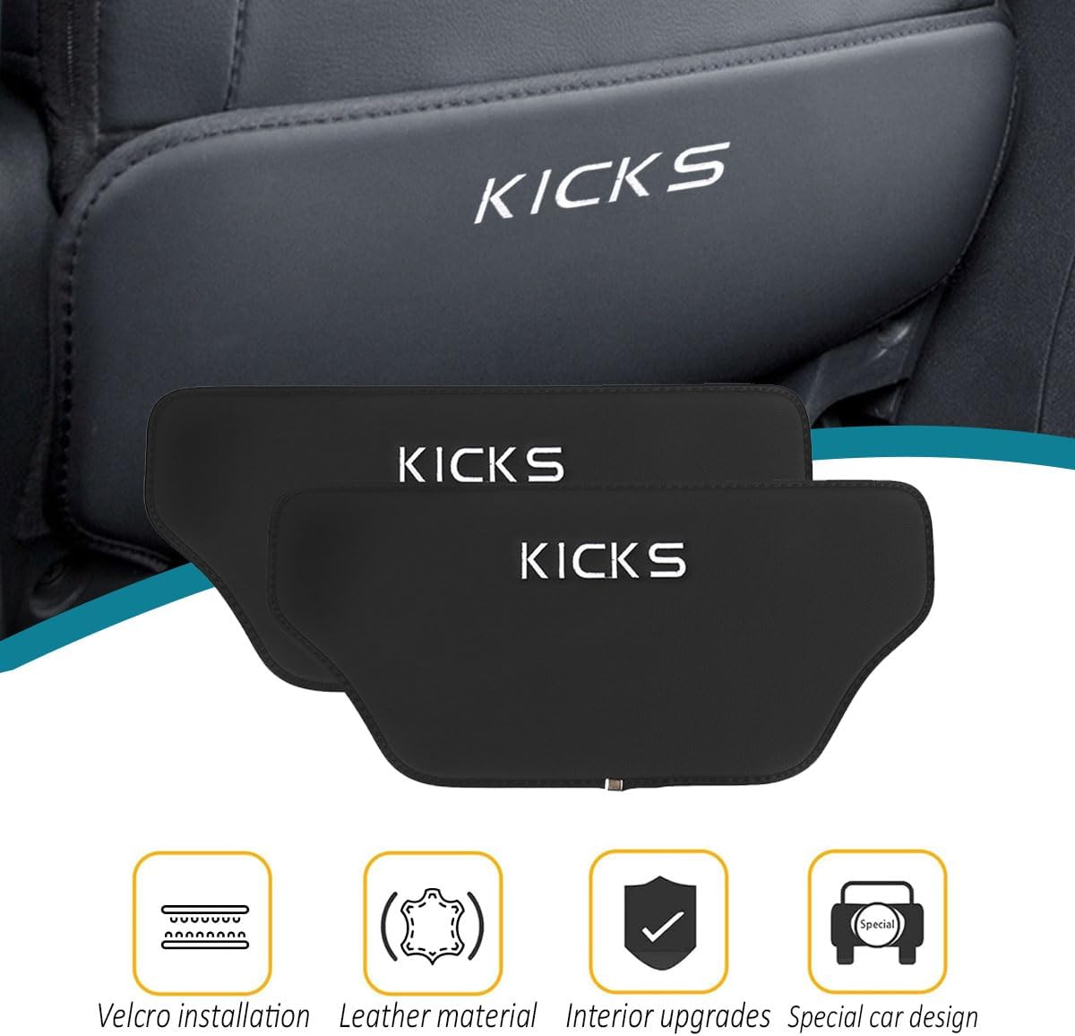 BOYOUS 2Pcs Leather Seat Back Protector Waterproof and Scratch Resistant Kick Mats Seat Back Cover Interior Trim Fits for Nissan Kicks 2018-2025 2026
