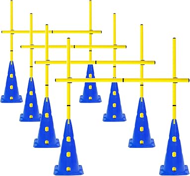 Agility Poles and Hurdles Set Detachable Speed Training Poles Set 8 Training Cones and 12 Agility Poles