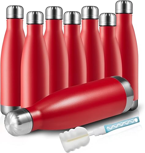 MEWAY Botella de agua deportiva de 17 onzas, paquete de 8 botellas de agua deportivas de acero inoxidable con aislamiento al vacío, a prueba de