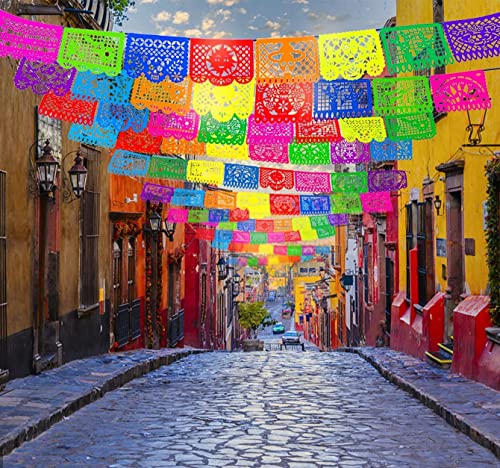 Ecoostar 5 Packs 85 Ft Mexican Party Banners, Large Plastic Papel Picado Banner, Mexican Themed Party Decorations For Cino De Mayo, Fiesta Party, Day Of The Dead, 85 Feet Long In Total #TOP4