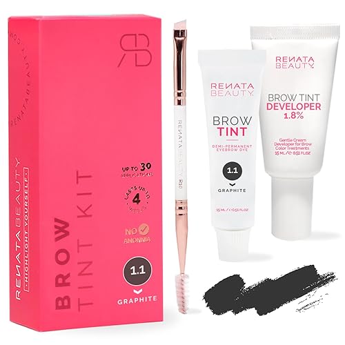 RB RENATA BEAUTY Kit de tinte de cejas Juego de tinte para cejas Kit de tinte con tinte de color, revelador de crema y cepillo de peinado Efecto