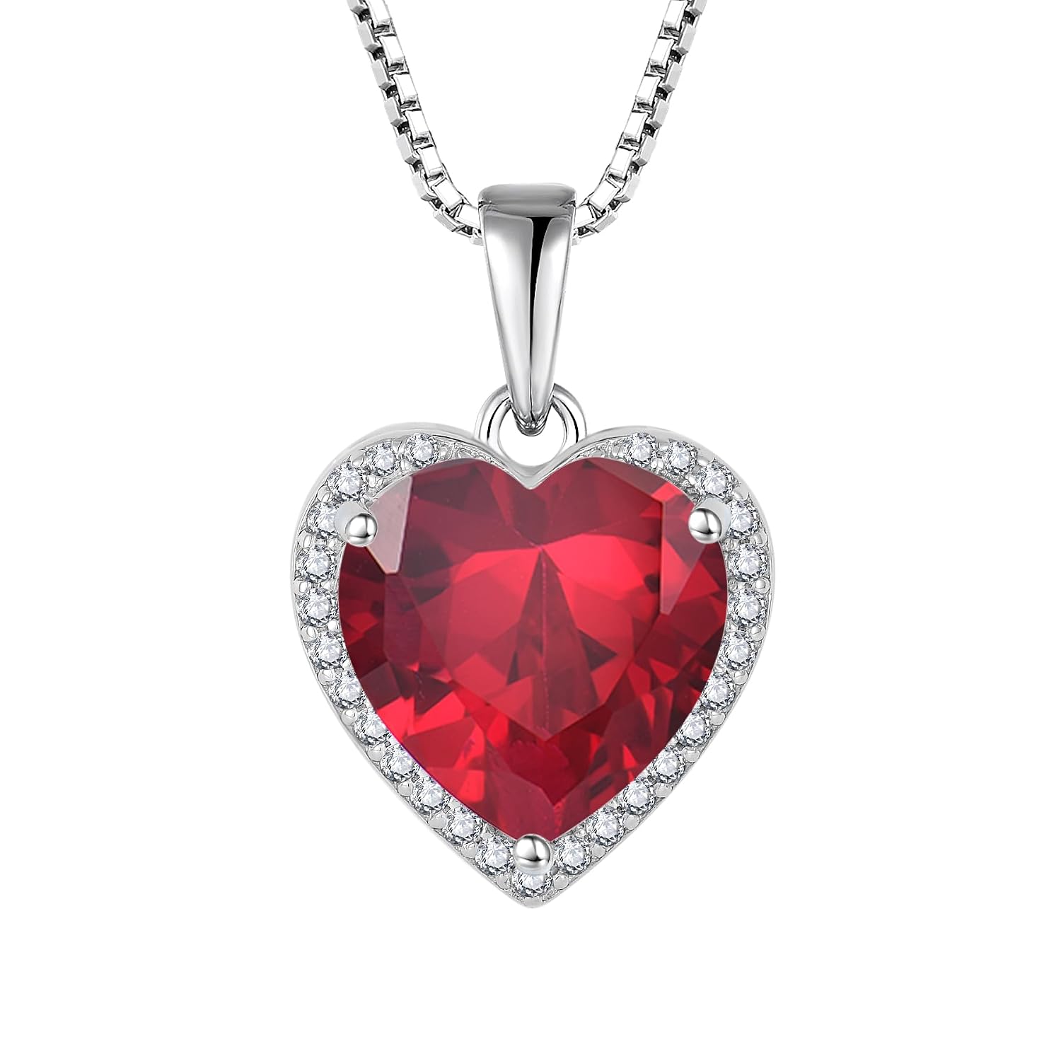 Love Heart Necklace for Women 925 Sterling Silver Simple Halo Solitaire Pendant Necklace Birthstone Jewelry Gifts for Her - Image 7