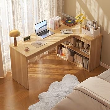 Desk, Corner Desk, Dressing Table, L Shape, 39.4 / 47.2 / 55.1 inches 100 / 120 / 140 cm, Storage Cabinet Included, Stable Load Capacity, Durable, Easy Assembly, Suitable for places such as