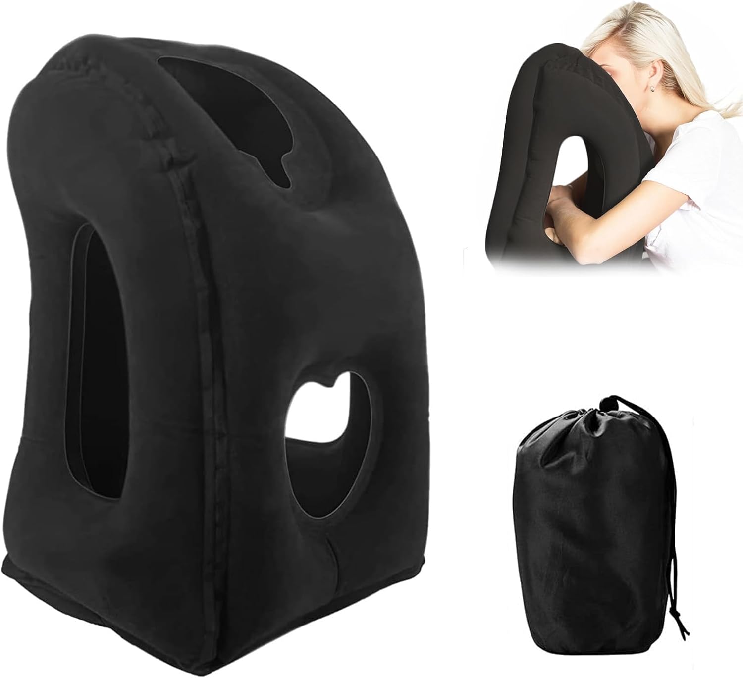 MetalNuts Inflatable-Airplane-Sleeping Travel Pillow Support Headrest – Portable Inflatable Neck Pillow for Travel,for Sleeping on Plane, Train, Home, and Office | Travel Essentials
