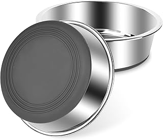 2 Stück Hundenapf Edelstahl, Hundenapf rutschfest mit Silikonboden, Hundenäpfe für Futter und Wasser, Hundeschüssel für Kleine Mittlere Große Hunde, Fressnapf Hund Metall, Dog Bowl (900ML)