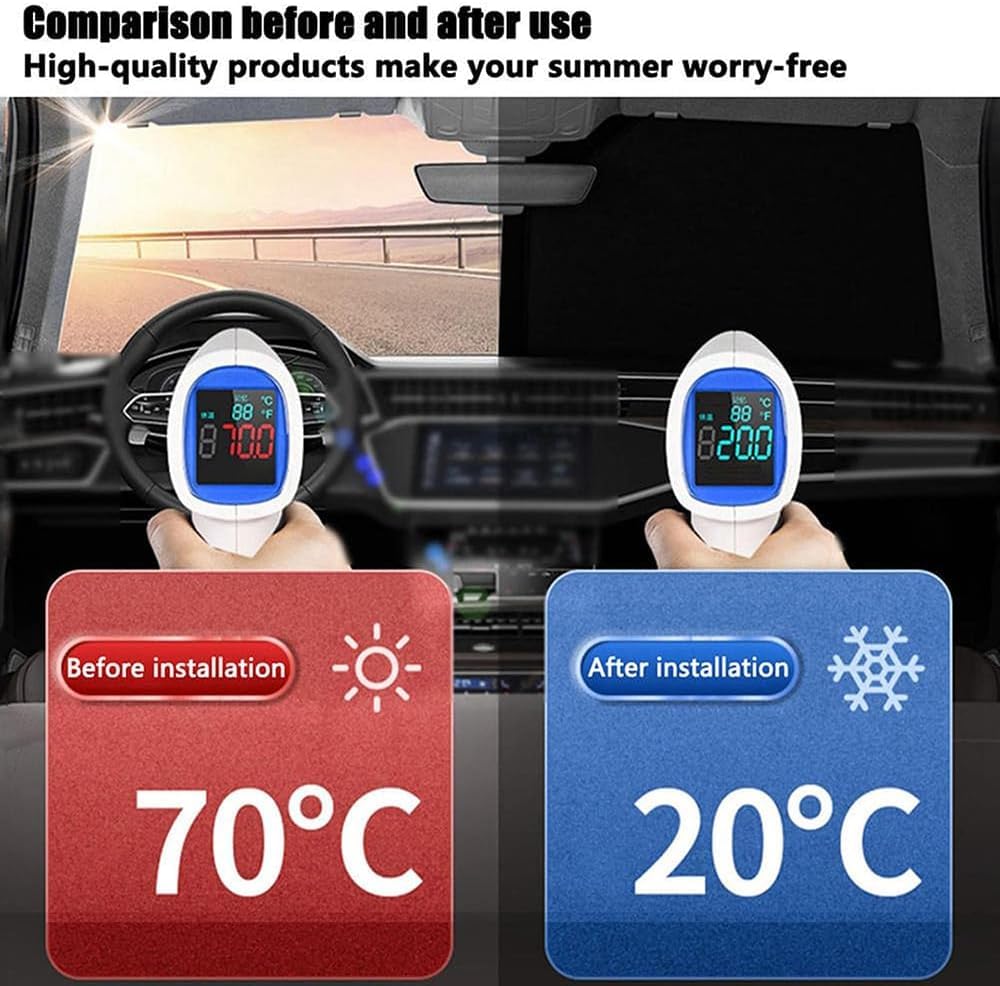 Parasole per Parabrezza Auto, Aggiornamento Behozel 2023, Rotazione 360°, Pieghevole, Protezione