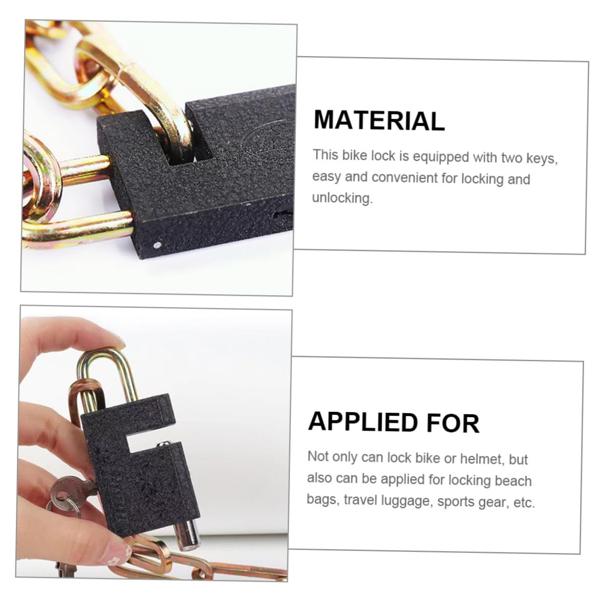 Catena Di Sicurezza Per Bici Blocco Antifurto Resistente Lucchetto Portatile Per Biciclette e Versatile e Adatto Per Attrezzature Sportive e Valigie