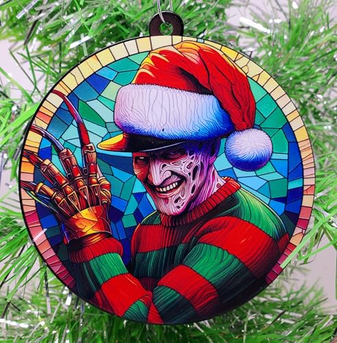 Freddy Ornament - Horror Slasher Chracter in Santa Hat Christmas Ornament