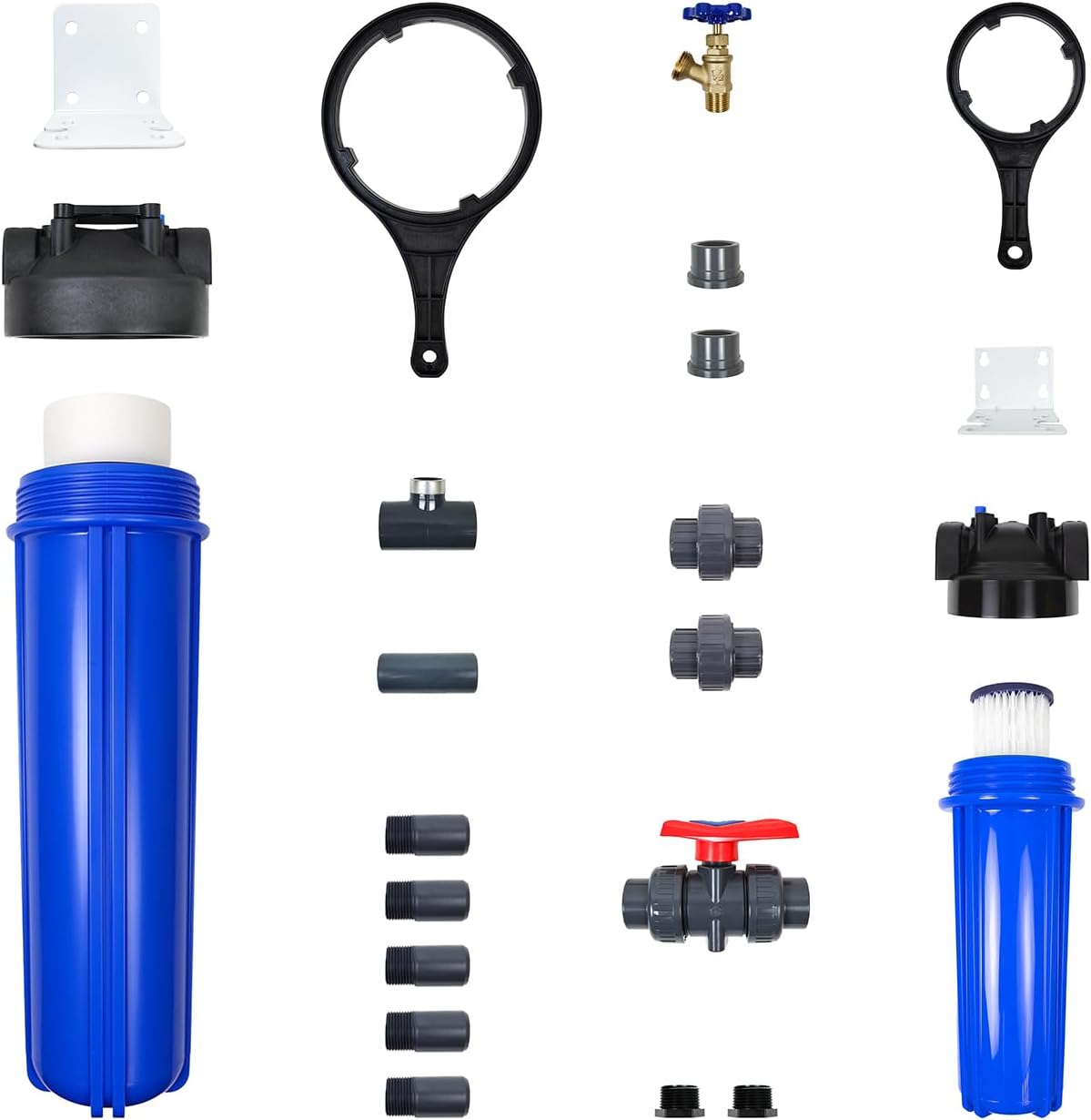 Aquasana Low Maintenance Pre-Filter, Post-Filter & Assembly Kit Bundle | 20" Long-Lasting Sediment Filter | Captures Dirt, Rust & Silt | WH-LM-Install | for Whole House Systems