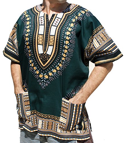 Image of Raan Pah Muang RaanPahMuang Unisex African Bright Dashiki Cotton Shirt Variety Colors